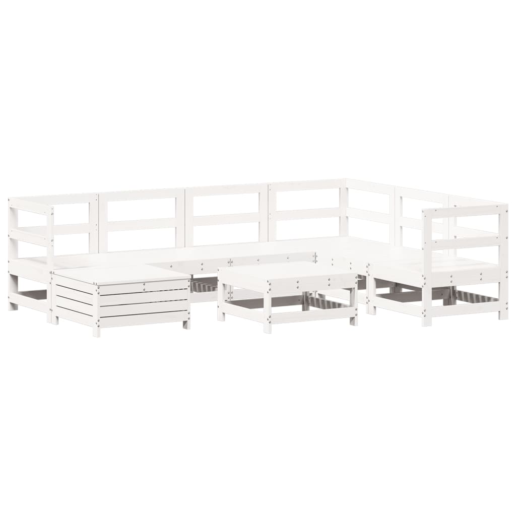 Set Divani da Giardino 8 pz in Legno Massello di Pino Bianco - homemem39