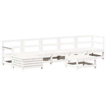 Set Salotto da Giardino 7 pz Bianco in Legno Massello di Pino