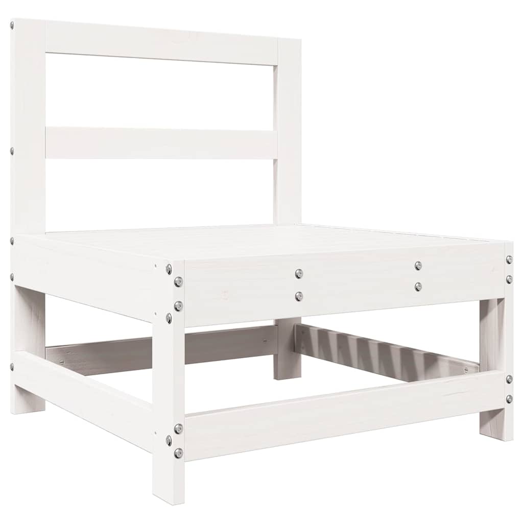 Set Salotto da Giardino 7 pz Bianco in Legno Massello di Pino