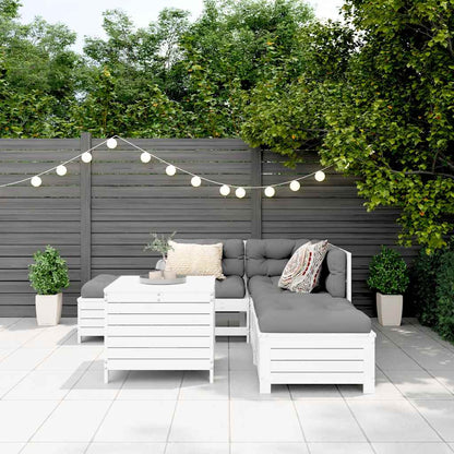 Set Divani da Giardino 6 pz Bianco in Legno Massello di Pino