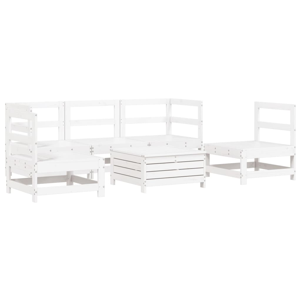 Set Divani da Giardino 6 pz Bianco in Legno Massello di Pino - homemem39