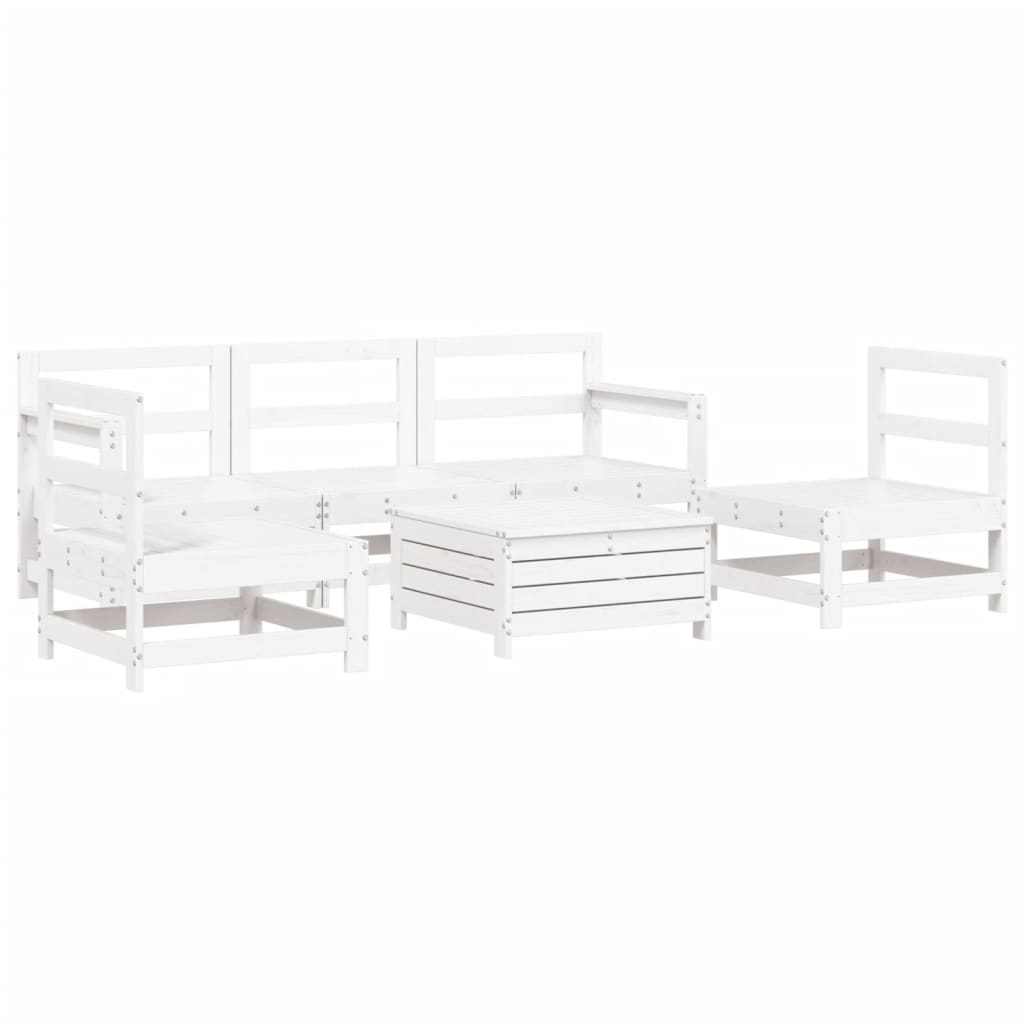 Set Divani da Giardino 6 pz Bianco in Legno Massello di Pino - homemem39