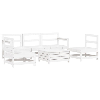 Set Divani da Giardino 6 pz Bianco in Legno Massello di Pino - homemem39