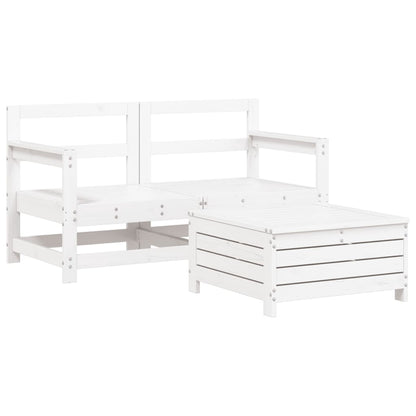 Set Divani da Giardino 3 pz Bianco in Legno Massello di Pino - homemem39