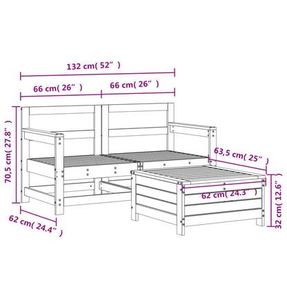 Set Divani da Giardino 3 pz in Legno Impregnato di Pino | homemem39