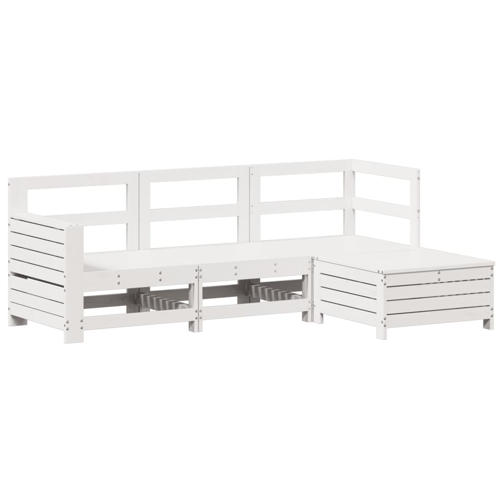 Set Salotto da Giardino 4 pz Bianco in Legno Massello di Pino