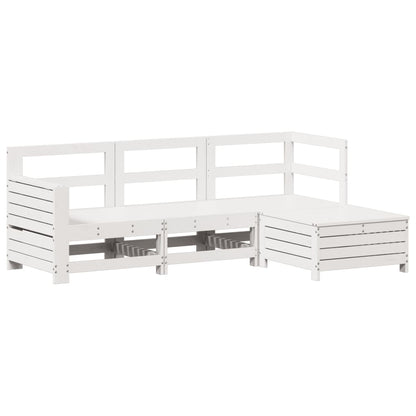 Set Salotto da Giardino 4 pz Bianco in Legno Massello di Pino