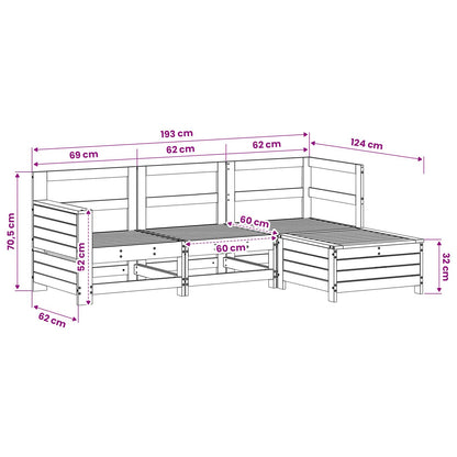 Set Divani da Giardino 4 pz in Legno Impregnato di Pino | homemem39