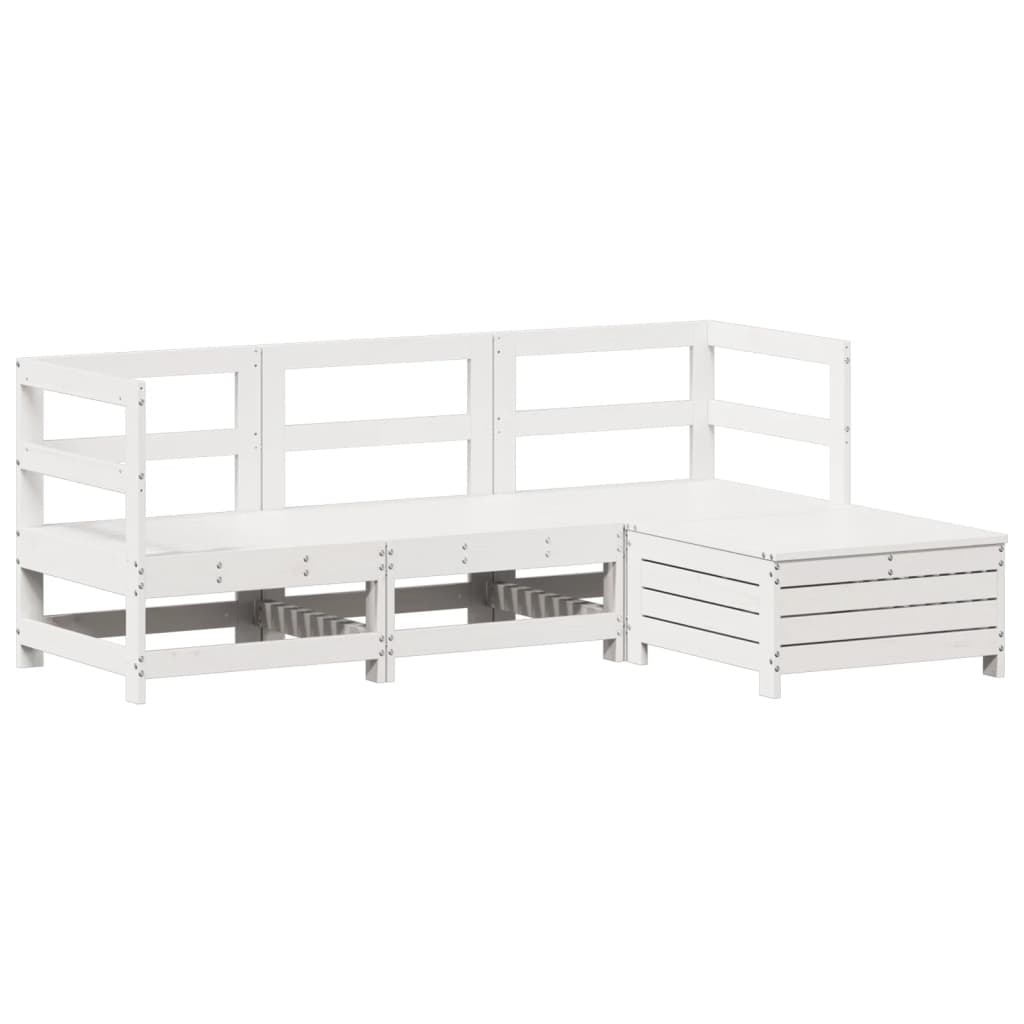 Set Salotto da Giardino 4 pz Bianco in Legno Massello di Pino - homemem39