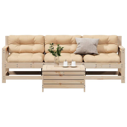 Set Divani da Giardino 4 pz con Cuscini Legno Massello di Pino | homemem39