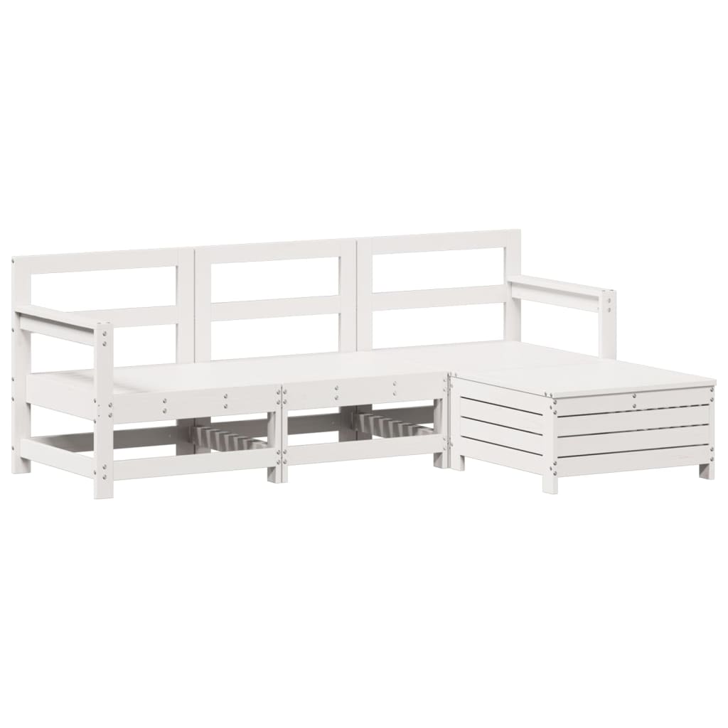 Set Salotto da Giardino 4 pz Bianco in Legno Massello di Pino | homemem39