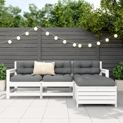 Set Salotto da Giardino 4 pz Bianco in Legno Massello di Pino | homemem39