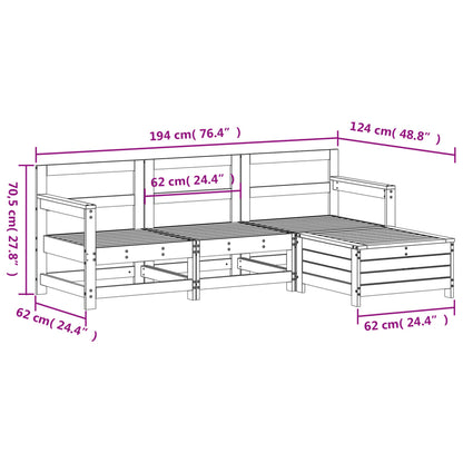 Set Salotto da Giardino 4 pz Bianco in Legno Massello di Pino | homemem39