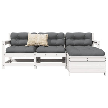 Set Salotto da Giardino 4 pz Bianco in Legno Massello di Pino | homemem39