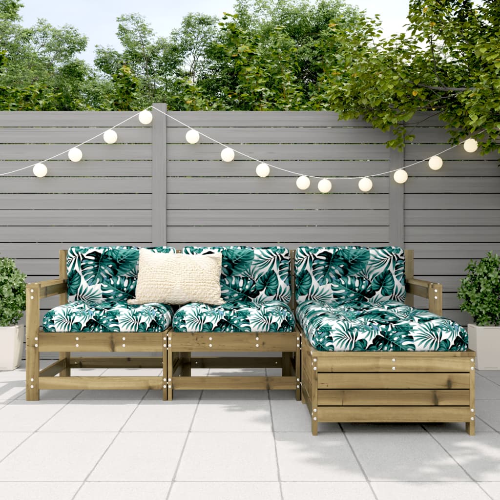 Set Divani da Giardino 4 pz in Legno Impregnato di Pino
