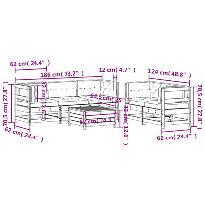 Set Divani Giardino 6 pz con Cuscini in Legno Massello di Pino | homemem39