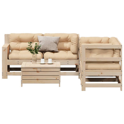 Set Divani Giardino 6 pz con Cuscini in Legno Massello di Pino