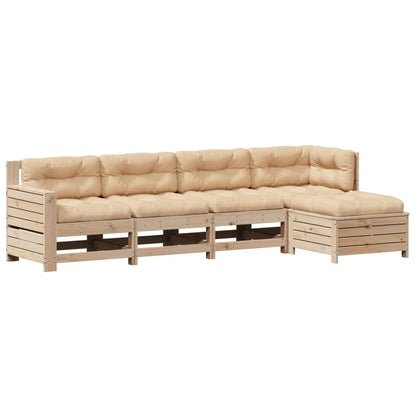Set Divani Giardino 6 pz con Cuscini in Legno Massello di Pino | homemem39