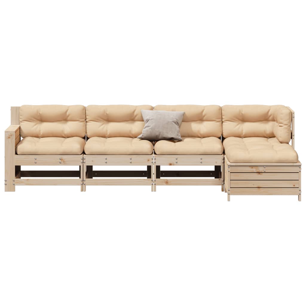 Set Divani Giardino 6 pz con Cuscini in Legno Massello di Pino | homemem39