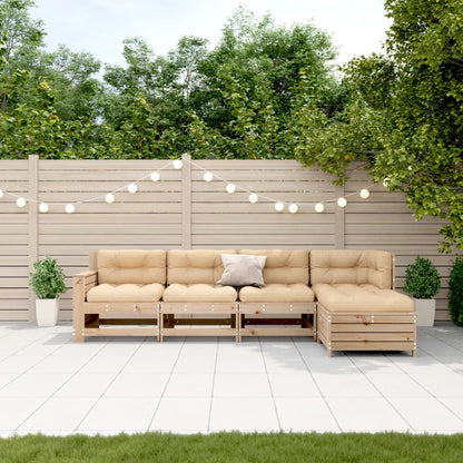 Set Divani Giardino 6 pz con Cuscini in Legno Massello di Pino | homemem39