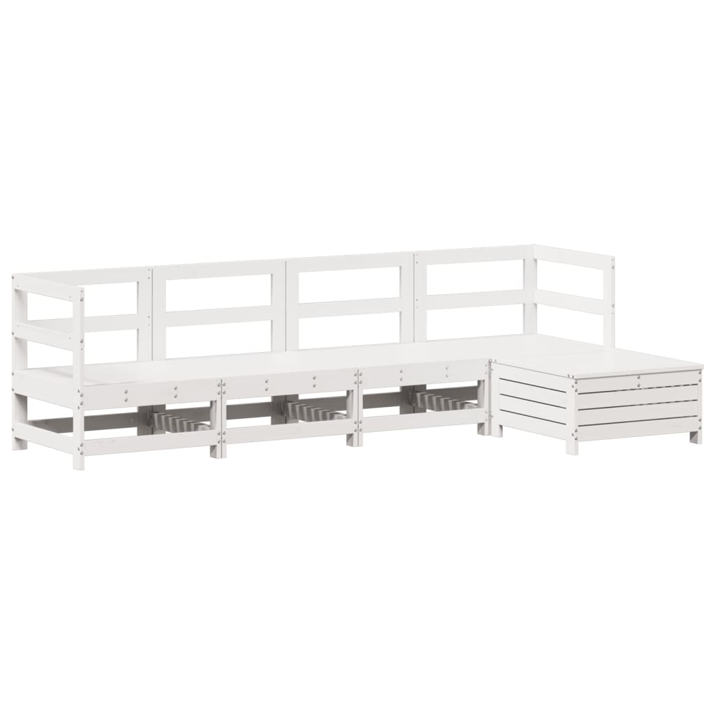 Set Salotto da Giardino 5 pz Bianco in Legno Massello di Pino - homemem39