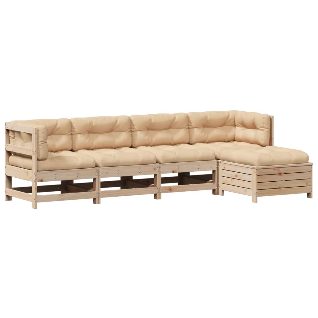 Set Divani Giardino 6 pz con Cuscini in Legno Massello di Pino | homemem39
