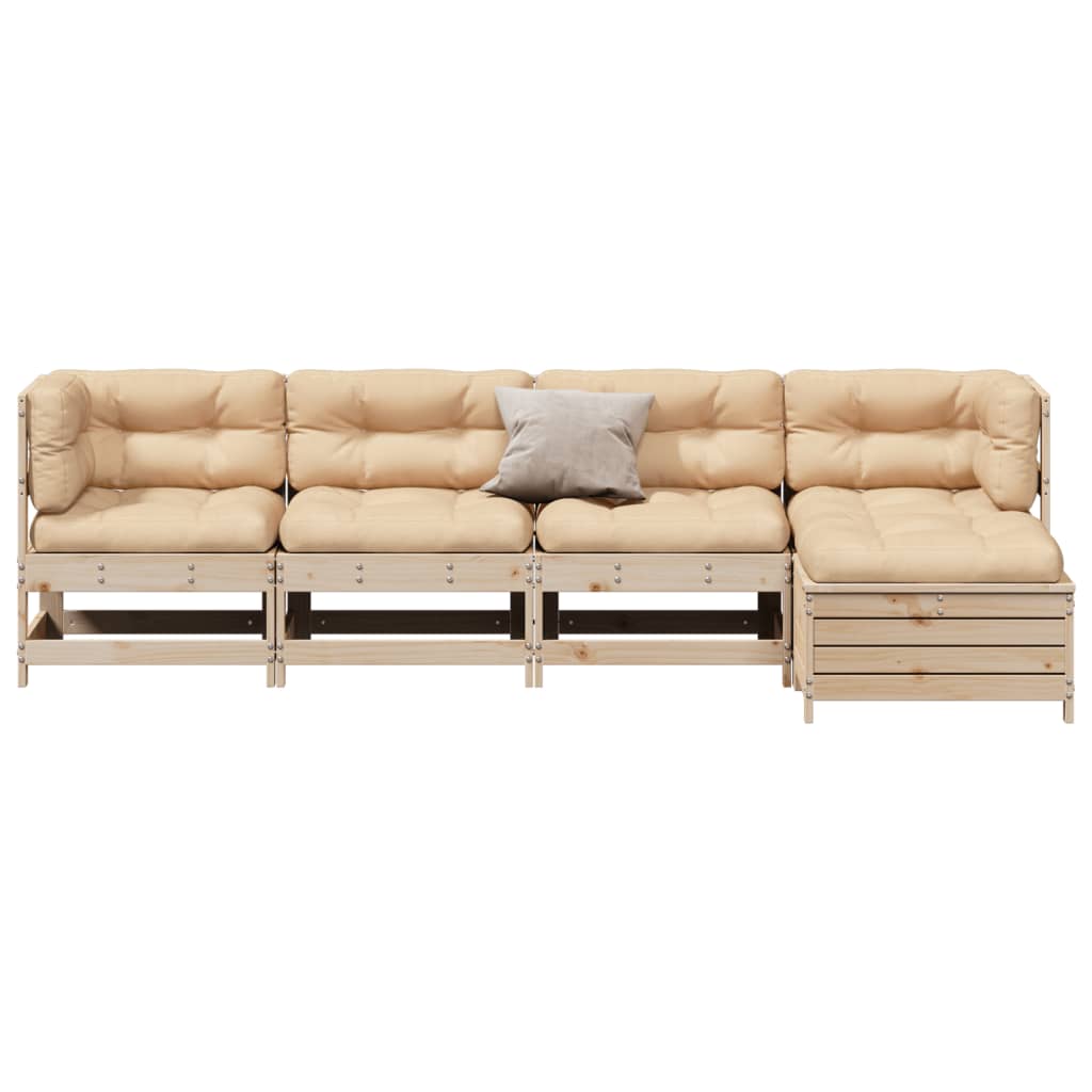 Set Divani Giardino 6 pz con Cuscini in Legno Massello di Pino | homemem39
