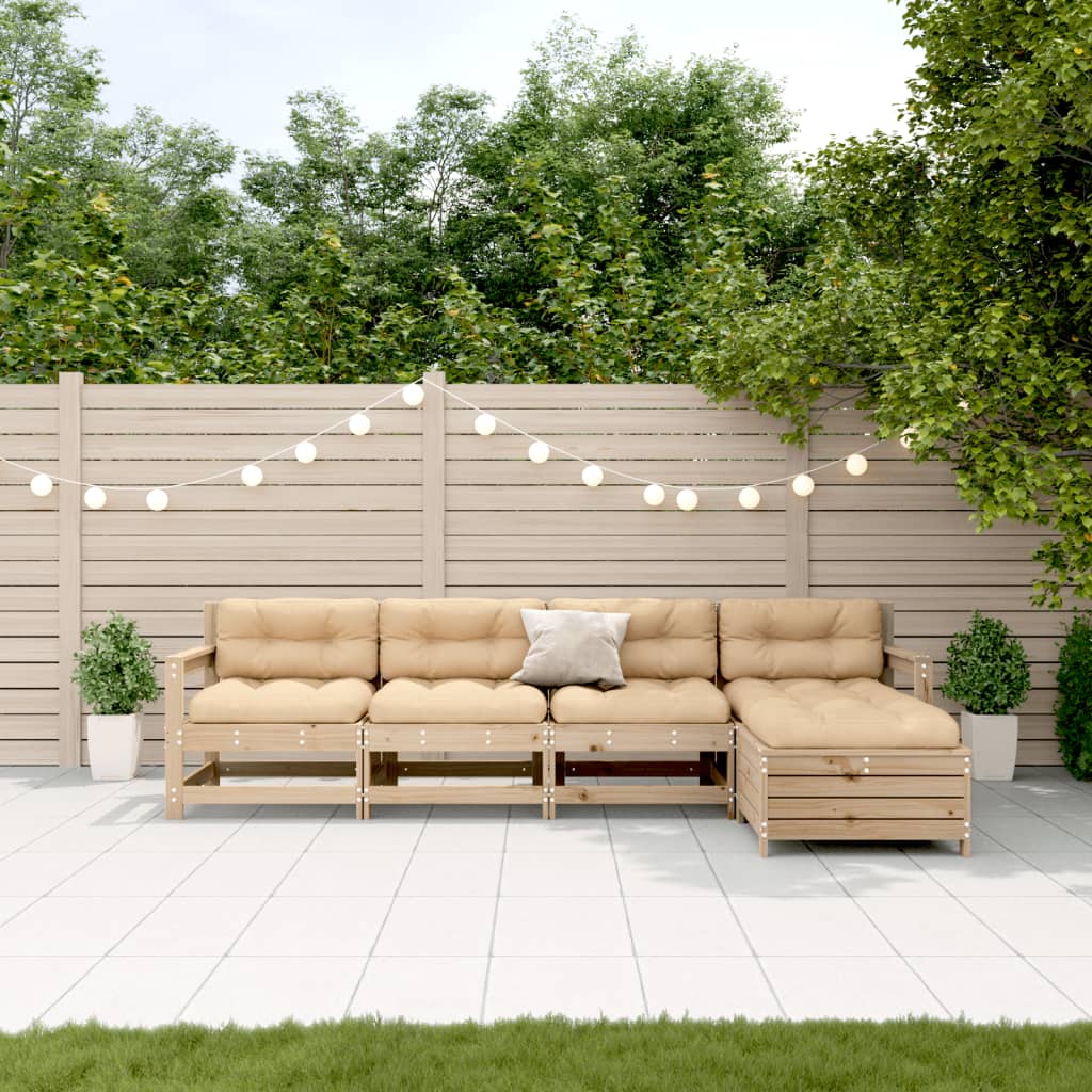 Set Divani Giardino 6 pz con Cuscini in Legno Massello di Pino | homemem39