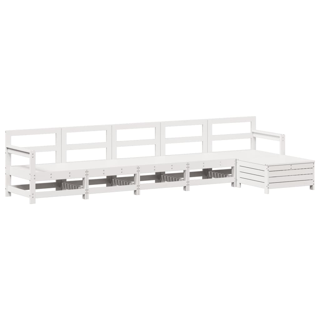 Set Divani da Giardino 6 pz Bianco in Legno Massello di Pino - homemem39