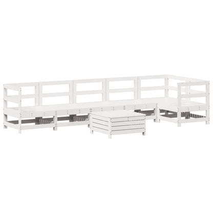 Set Divani da Giardino 7 pz Bianco in Legno Massello di Pino - homemem39