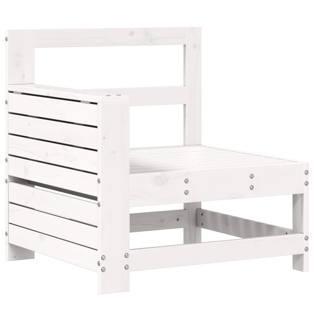 Set Divani da Giardino 7 pz Bianco in Legno Massello di Pino