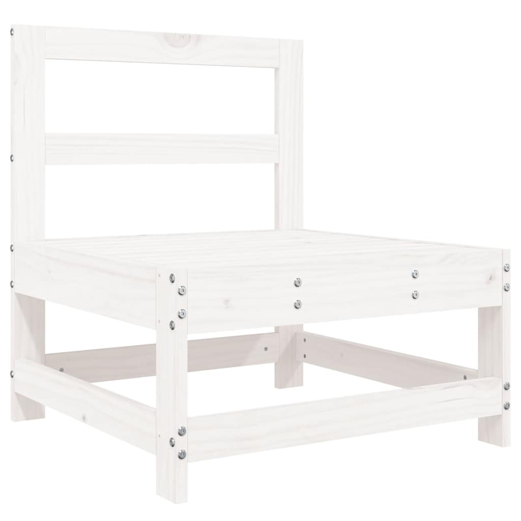 Set Divani da Giardino 7 pz Bianco in Legno Massello di Pino - homemem39