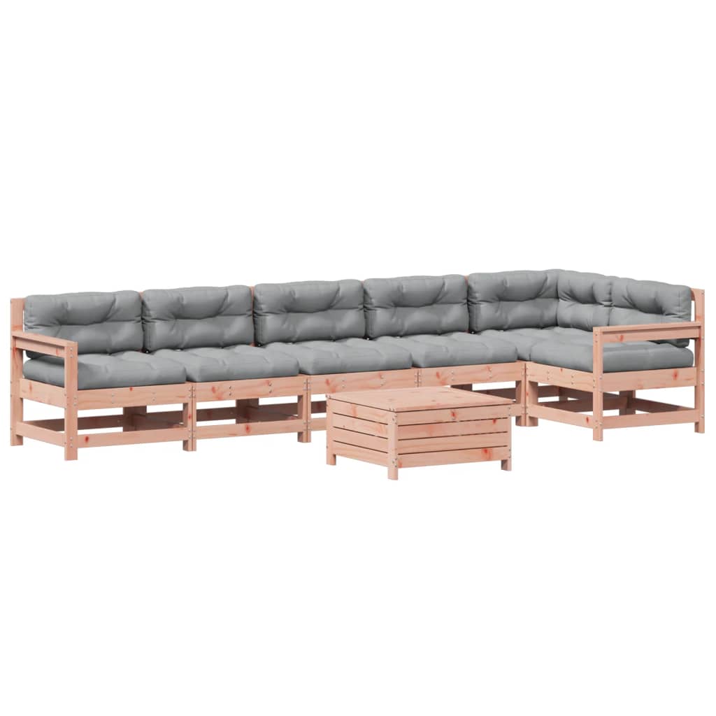 Set Divani Giardino 7 pz con Cuscini Legno Massello di Douglas - homemem39
