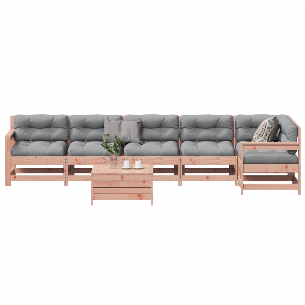 Set Divani Giardino 7 pz con Cuscini Legno Massello di Douglas - homemem39