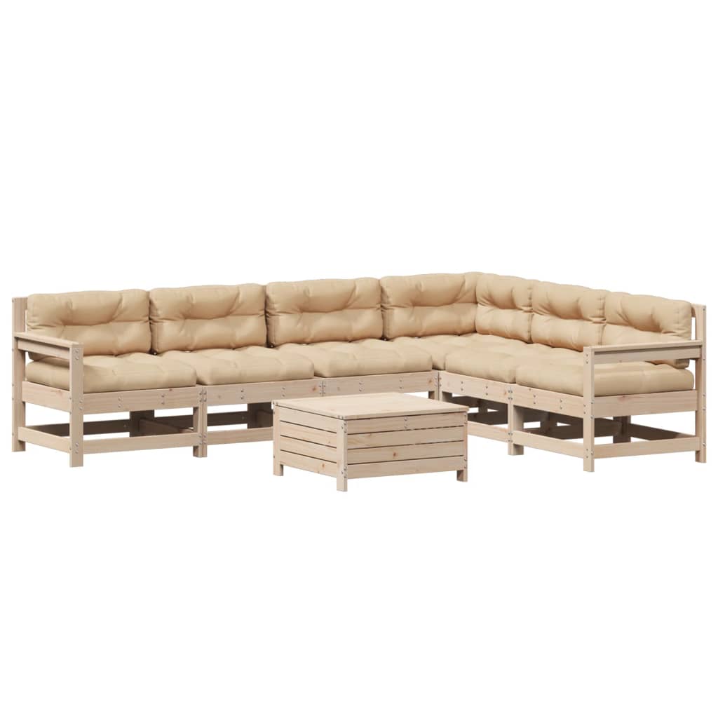 Set Salotto Giardino 7 pz Cuscini Antracite Legno Massello Pino