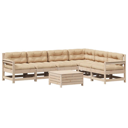 Set Salotto Giardino 7 pz Cuscini Antracite Legno Massello Pino