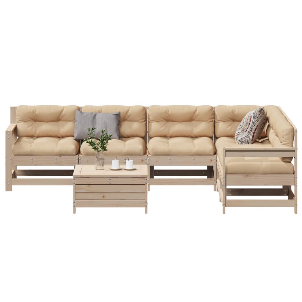 Set Salotto Giardino 7 pz Cuscini Antracite Legno Massello Pino
