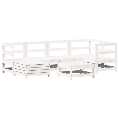 Set Divani da Giardino 7 pz Bianco in Legno Massello di Pino - homemem39