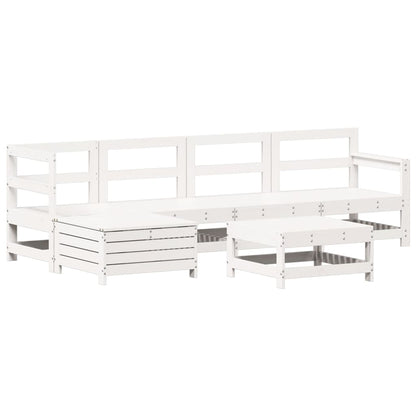 Set Divani da Giardino 6 pz Bianco in Legno Massello di Pino - homemem39