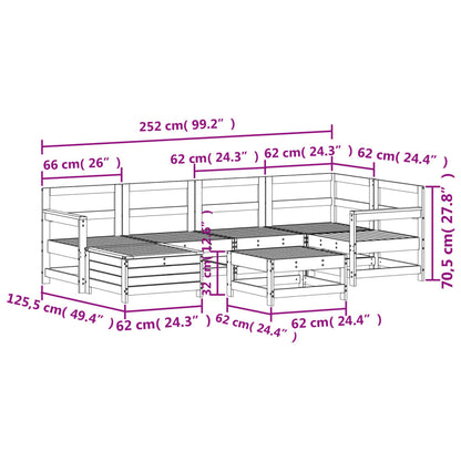 Set Divani da Giardino 7 pz Bianco in Legno Massello di Pino | homemem39