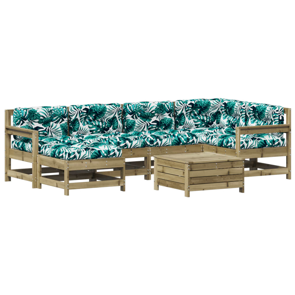 Set Divani da Giardino 7pz con Cuscini Legno Impregnato di Pino - homemem39