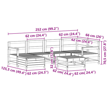 Set Divani da Giardino 7 pz Bianco in Legno Massello di Pino | homemem39