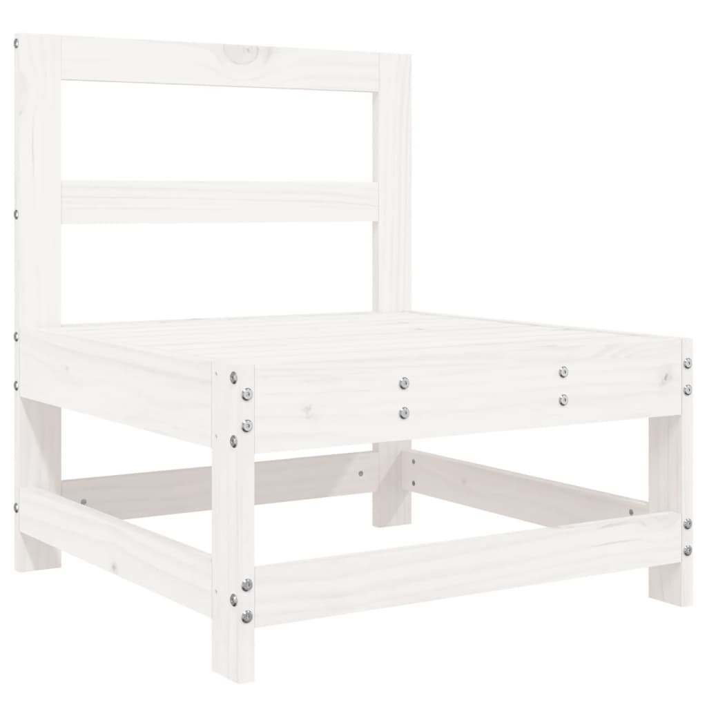 Set Divani da Giardino 7 pz Bianco in Legno Massello di Pino - homemem39