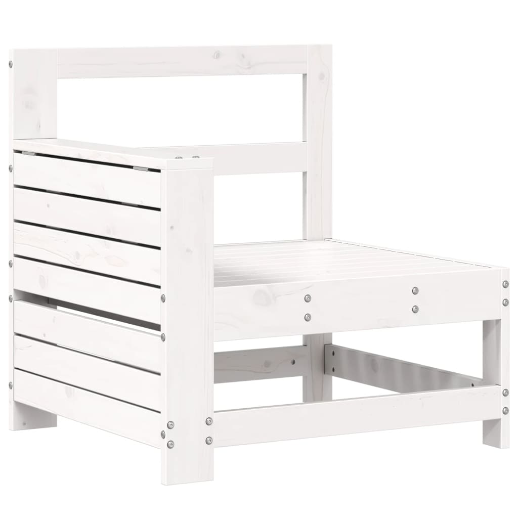 Set Divani da Giardino 7 pz Bianco in Legno Massello di Pino