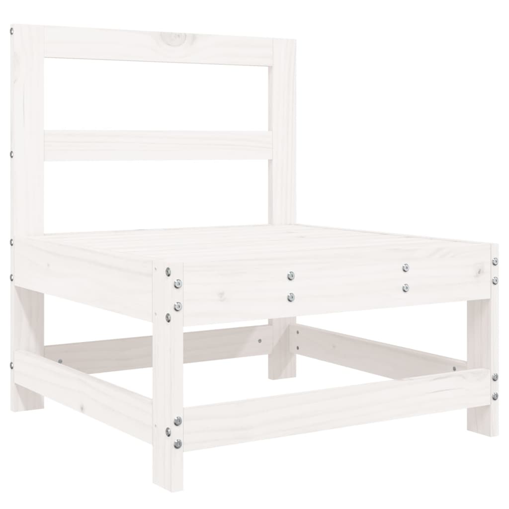 Set Divani da Giardino 7 pz Bianco in Legno Massello di Pino - homemem39
