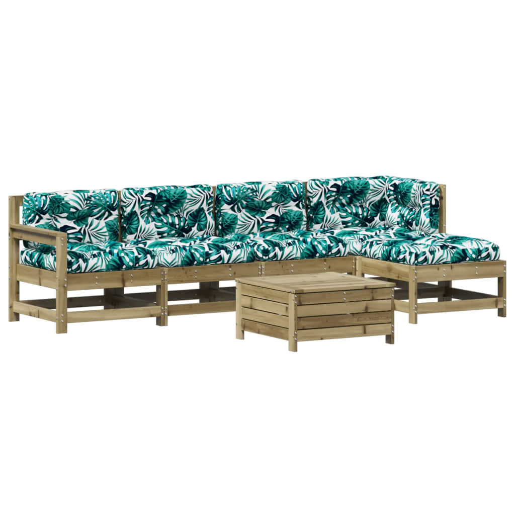 Set Divani da Giardino 6pz con Cuscini Legno Impregnato di Pino - homemem39
