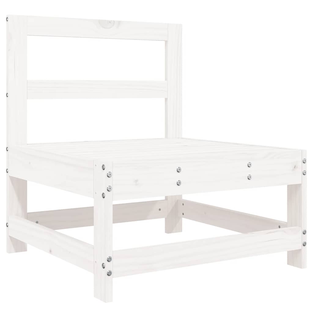 Set Divani da Giardino 7 pz Bianco in Legno Massello di Pino | homemem39