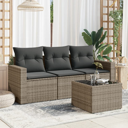 Set Divani da Giardino 4 pz con Cuscini in Polyrattan Grigio - homemem39