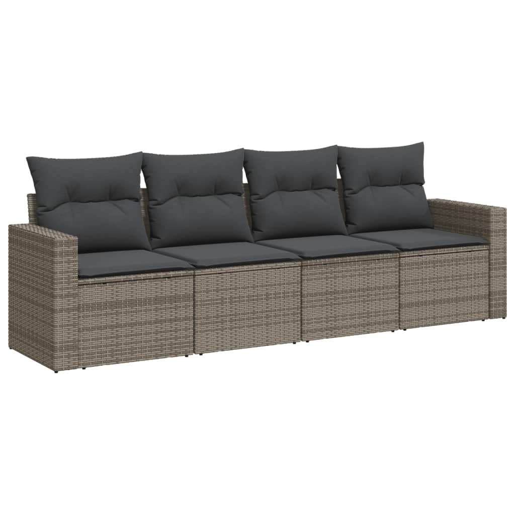 Set Divani da Giardino 4 pz con Cuscini in Polyrattan Grigio - homemem39