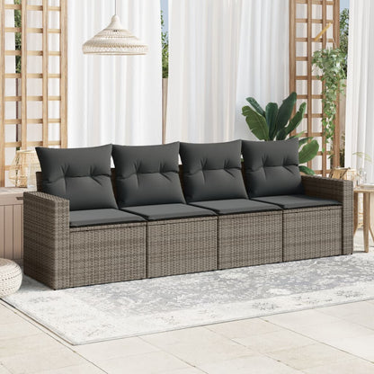 Set Divani da Giardino 4 pz con Cuscini in Polyrattan Grigio - homemem39